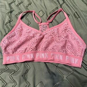 PINK Victoria's Secret Coral Lace Sports Bra